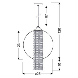 ALLANI LAMPA WISZĄCA 25 1X60W E27 CZERWONY Z KRYSZTAŁKAMI