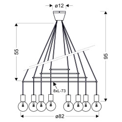 ALTO LAMPA WISZĄCA 8X40W E27 BIAŁY MATOWY