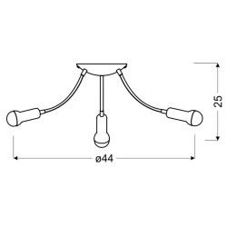 ARC LAMPA SUFITOWA PLAFON 3X40W E14 SATYNA NIKIEL