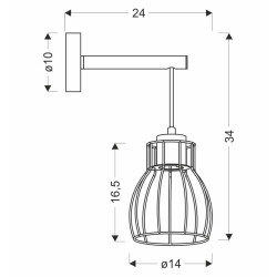 BERNITA LAMPA KINKIET 1X60W E27CZARNY