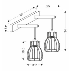 BERNITA LAMPA KINKIET 2X60W E27 CZARNY