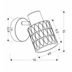 BILL LAMPA KINKIET CZARNY 1X40W E27 KLOSZ DYMIONY