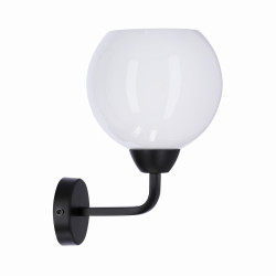 Caldera lampa kinkiet czarny 1x60w e27 klosz biały