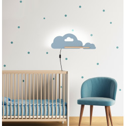 CLOUD LAMPA KINKIET ŚCIENNY 5W LED IQ KIDS Z PRZEWODEM Z WŁ. I WTYCZKĄ NIEBIESKI