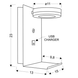 COMPACT LAMPA KINKIET 4W LED BIAŁY + ŁADOWARKA USB