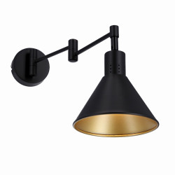 COPENHAGEN LAMPA KINKIET 1X40W E14 CZARNY ŚRDEK ZŁOTY