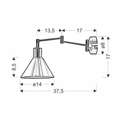 COPENHAGEN LAMPA KINKIET 1X40W E14 PATYNA