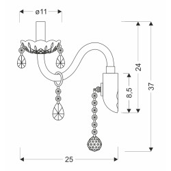 Cristallo lampa kinkiet chromowy 1x40W E14 transparentny