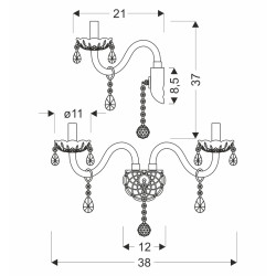 Cristallo lampa kinkiet chromowy 2x40W E14 transparentny