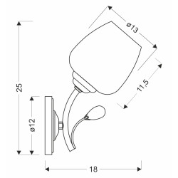 Estar lampa kinkiet chromowy 1x40w e27 klosz biały