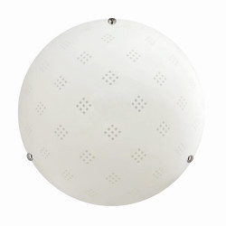 FANUSA LAMPA SUFITOWA PLAFON 30  CHROMOWY 1X60W E27 KLOSZ BIAŁY Z WZOREM