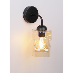 Felis lampa kinkiet czarny 1x60w e27 klosz bursztynowy