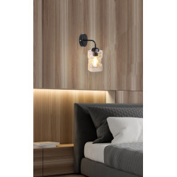 Felis lampa kinkiet czarny 1x60w e27 klosz bursztynowy