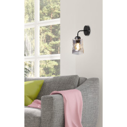 Felis lampa kinkiet czarny 1x60w e27 klosz dymiony