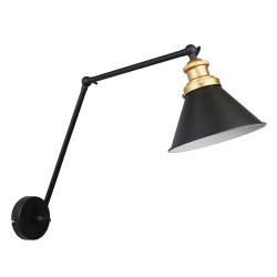 Fundo lampa kinkiet czarny+złoty 1x40w e27 klosz czarny