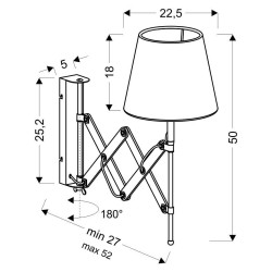 Lampa Kinkiet Mito chrom 1X40W E27 abażur czarny