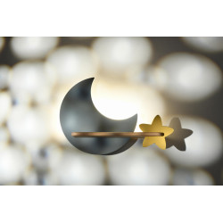 LAMPA MOON KINKIET ŚCIENNY 5W LED IQ KIDS SZARY+ZŁOTY