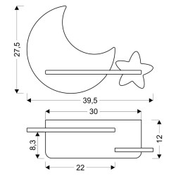 LAMPA MOON KINKIET ŚCIENNY 5W LED IQ KIDS SZARY+ZŁOTY