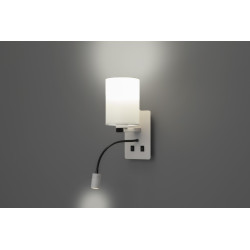 MAGNUM 3 LAMPA KINKIET PROSTOKĄTNY 1X40W E27+3W LED ABAŻUR OKRĄGŁY BIAŁY