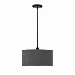 MALOTO LAMPA WISZĄCA CZARNY 1X60 E27 ABAŻUR WALEC 30X15 VELUR GRAFIT/ZŁOTO