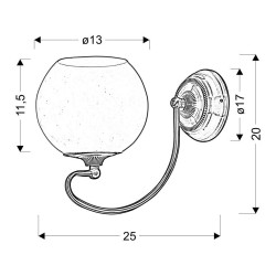 ORBIT LAMPA KINKIET 1X60W E27 PATYNOWA MIEDŹ