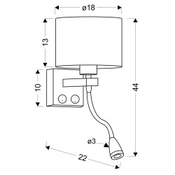 POLO LAMPA KINKIET ZŁOTY 1X40W E27 + 2W LED ABAŻUR OKRĄGŁY SZARY