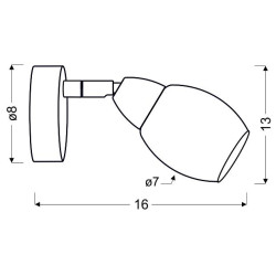 RICO LAMPA KINKIET 1X6W LED SMD GŁÓWKA OKRĄGŁA 1E Z PRZEGUBEM KD SYSTEM KLOSZ WYMIENNY CHROM/BEZBARWNY