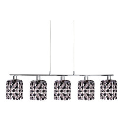 ROYAL LAMPA WISZĄCA 5X40W G9 CHROM+KRYSZTAŁKI CZARNE