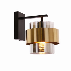 Spiega lampa kinkiet czarny+mosiężny 1x60w e27 klosz dymiony