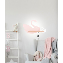 SWAN LAMPA KINKIET ŚCIENNY 5W LED 4000K IQ KIDS Z PRZEWODEM RÓŻOWY+BIAŁY