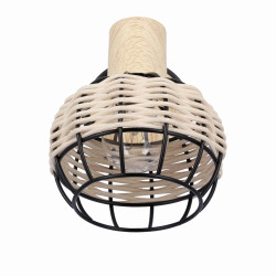 Tajga lampa kinkiet czarny+drewniany 1x40w e14 klosz czarny+drewniany