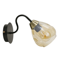 Unica lampa kinkiet czarny+złoty 1x40w e27 klosz dymiony