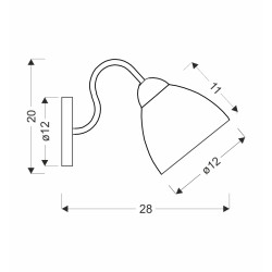 Unica lampa kinkiet czarny+złoty 1x40w e27 klosz dymiony