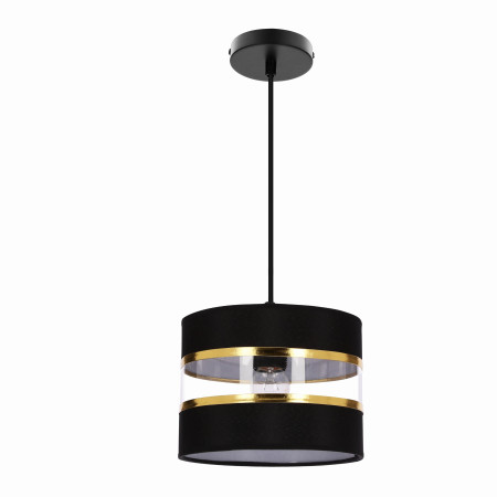PANDY lampa wisząca czarny 1x40W E27 abażur czarny+złoty