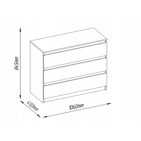 Komoda 3 szuflady do sypialni garderoby salonu biały mat