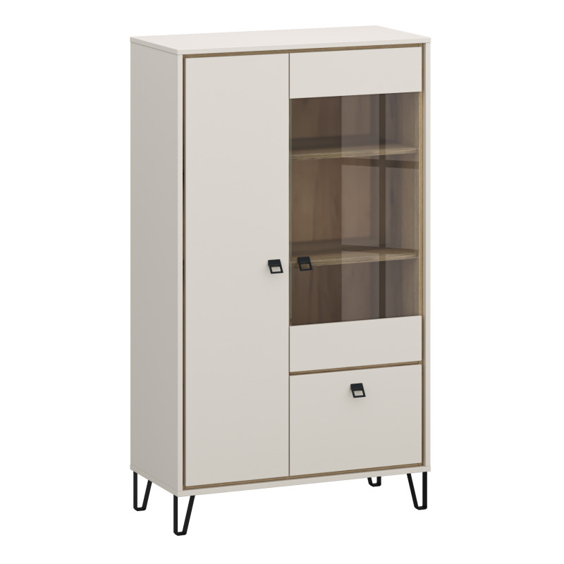 TIRION C LOW DISPLAY CABINET 3D CASHMERE/OAK DELANO