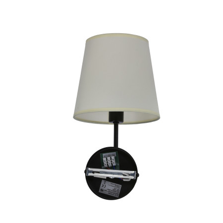 PASTERI LAMPA KINKIET CZARNY MATOWY 1X40 E14 ABAŻUR BEŻOWY