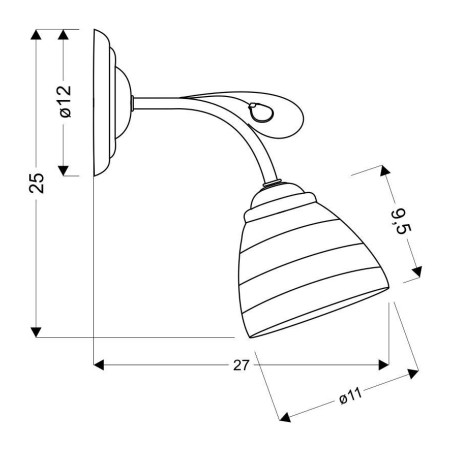 SIMPLI LAMPA KINKIET 1*40W E27 CHROM  Z KRYSZTAŁKIEM+KLOSZ Z PASKIEM